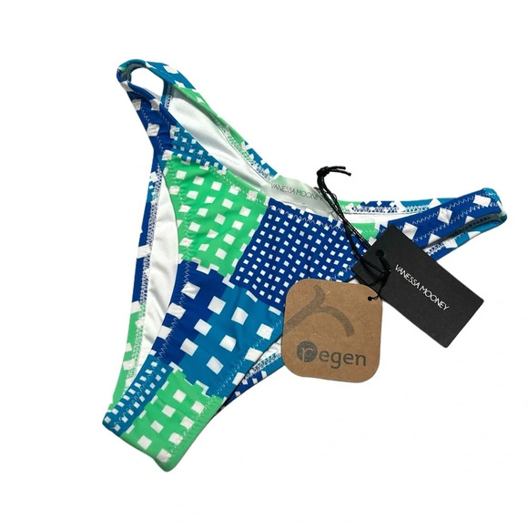 NWOT Vanessa Mooney Arabella bikini bottom patchwork green blue XL - Picture 6 of 9